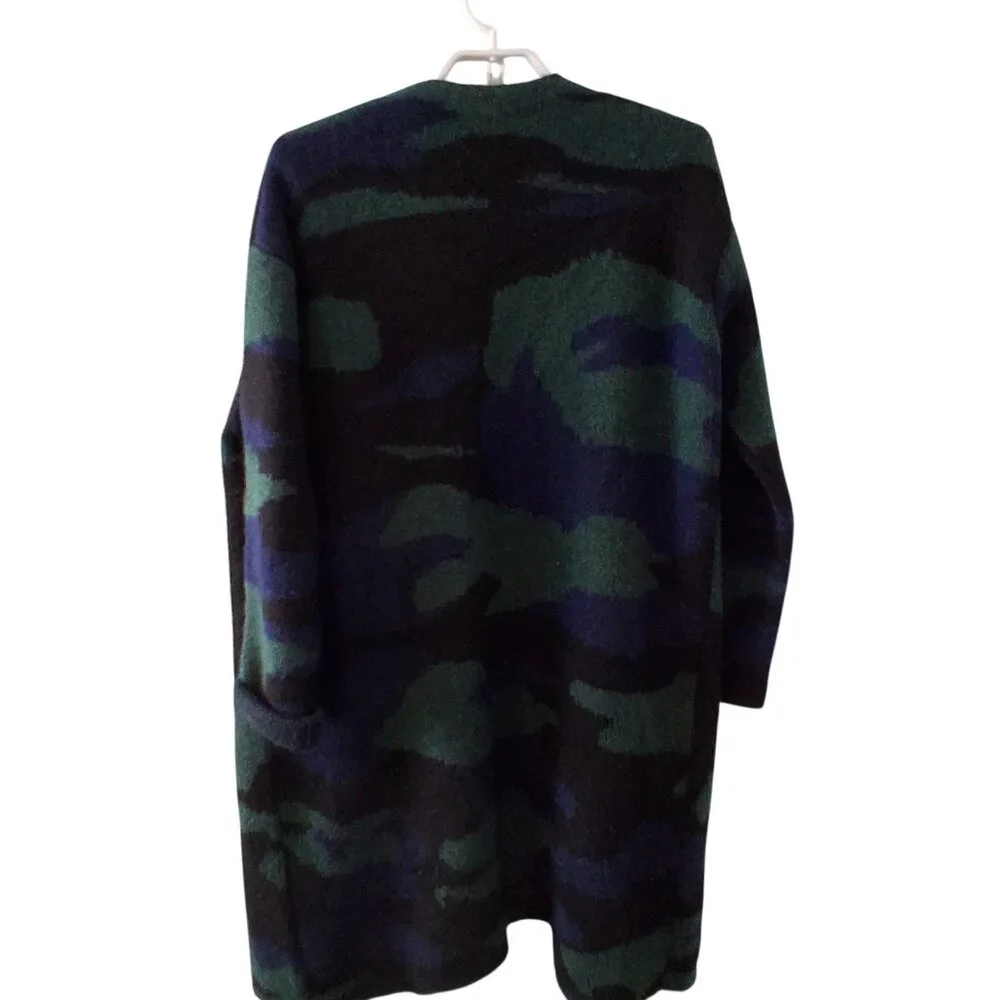 Kinross cardigan sweater womens Medium 100% Yak camo long line